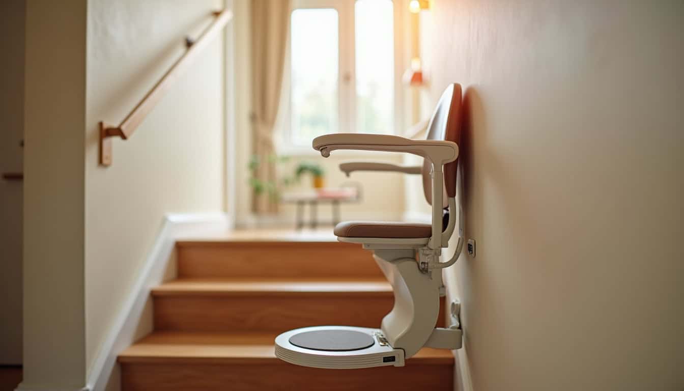 Monte-escalier installé à l’intérieur d’une maison à Banon sur un escalier droit