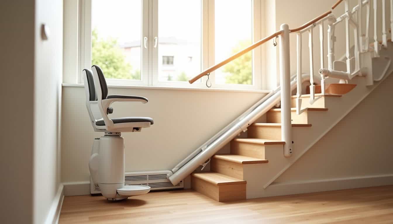 Monte-escalier installé dans un escalier intérieur à Busigny