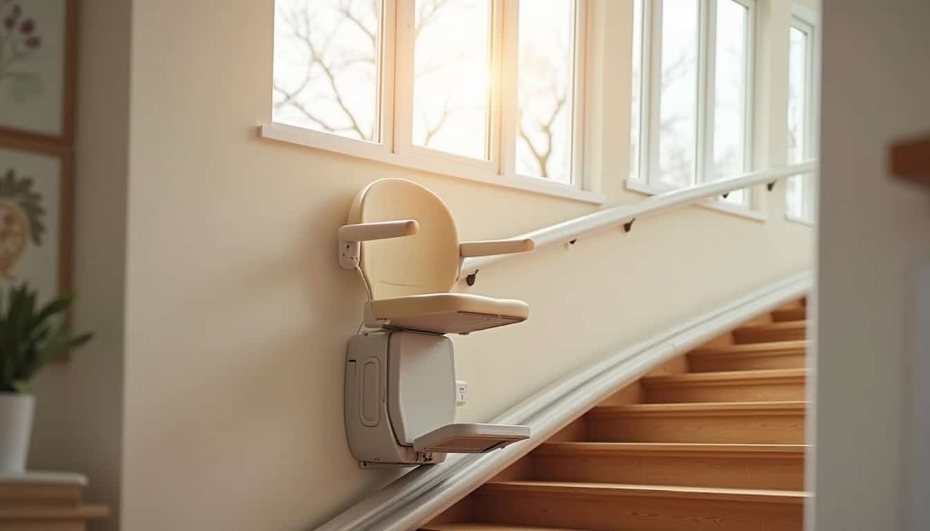 Monte-escalier installé dans un escalier intérieur à Châteaubernard