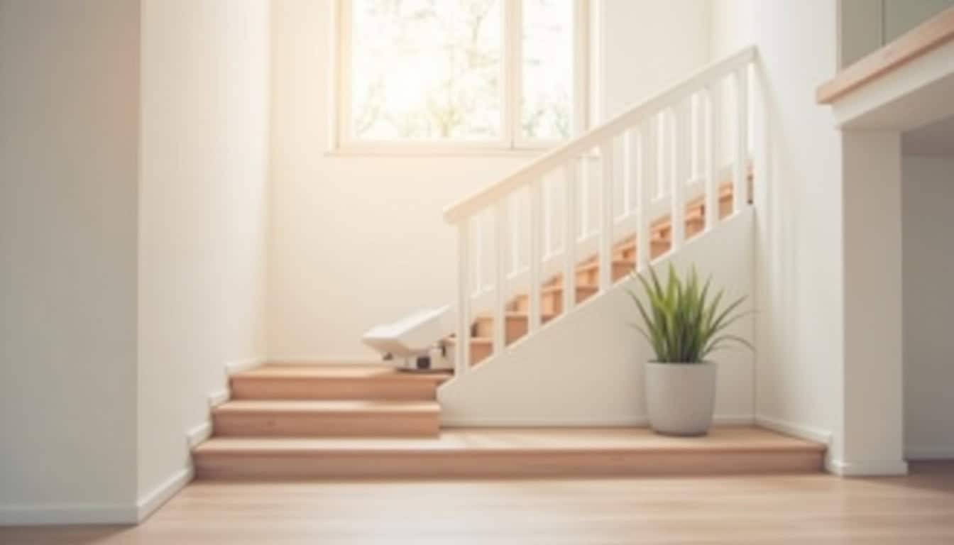 Monte-escalier installé dans un escalier intérieur à Guénange