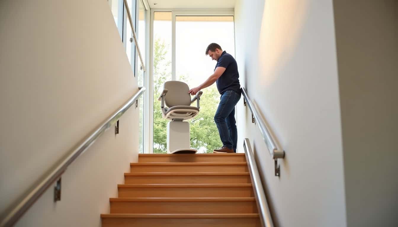 Monte-escalier installé dans un escalier intérieur à Guéthary