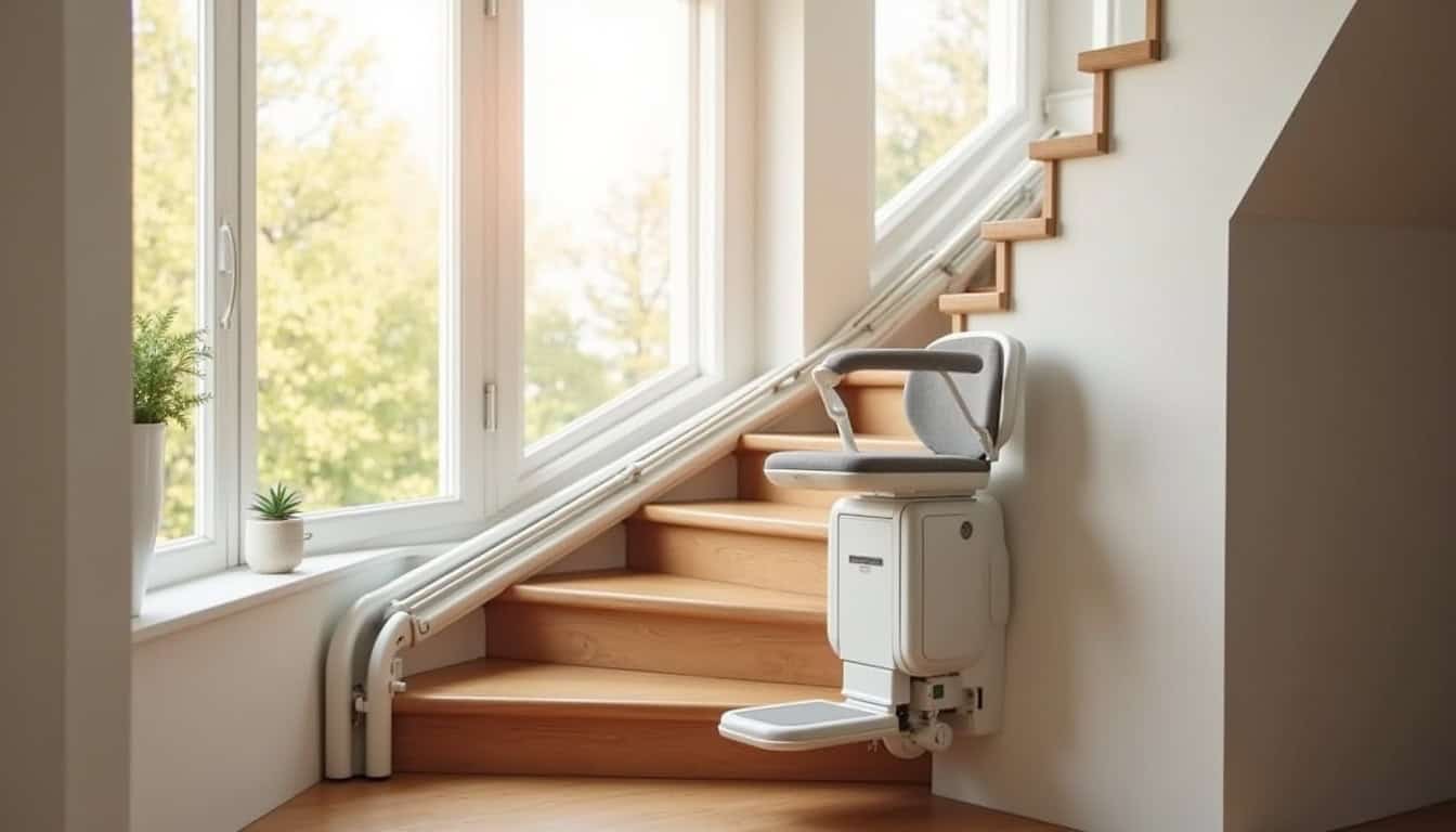 Monte-escalier installé dans un escalier intérieur à Haussy