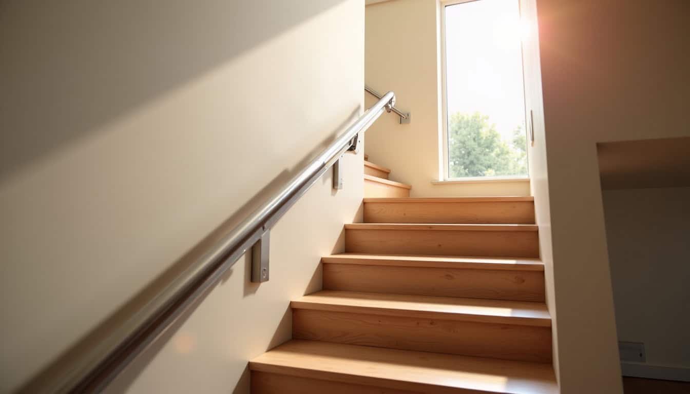 Monte-escalier installé dans un escalier intérieur à Pleuven, vue d