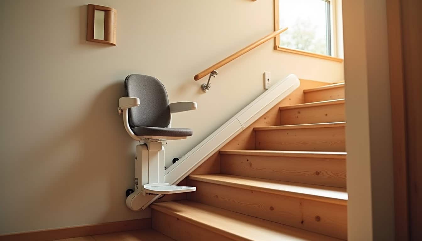 Monte-escalier installé dans un escalier intérieur à Schirmeck