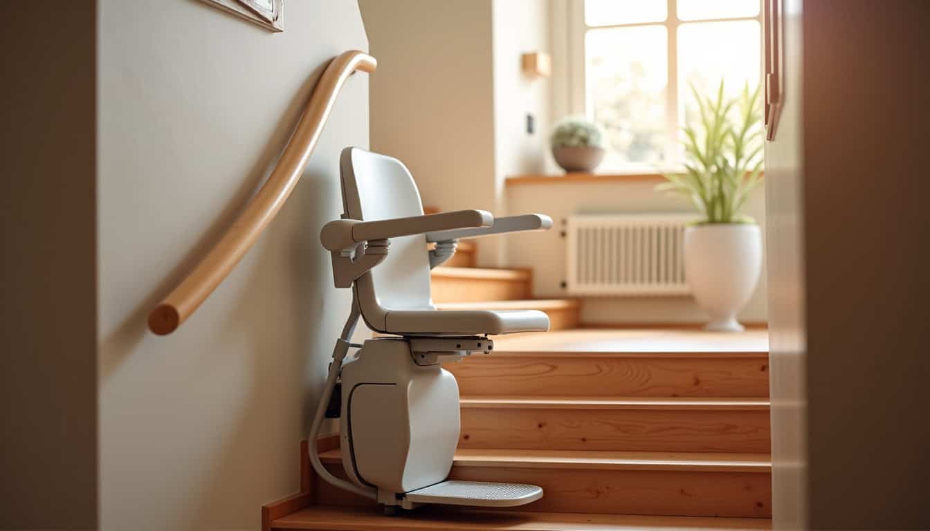 Monte-escalier installé dans un escalier intérieur de maison à Thouars