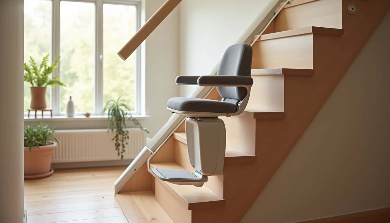Monte-escalier installé dans un escalier intérieur, design discret et intégré à la décoration