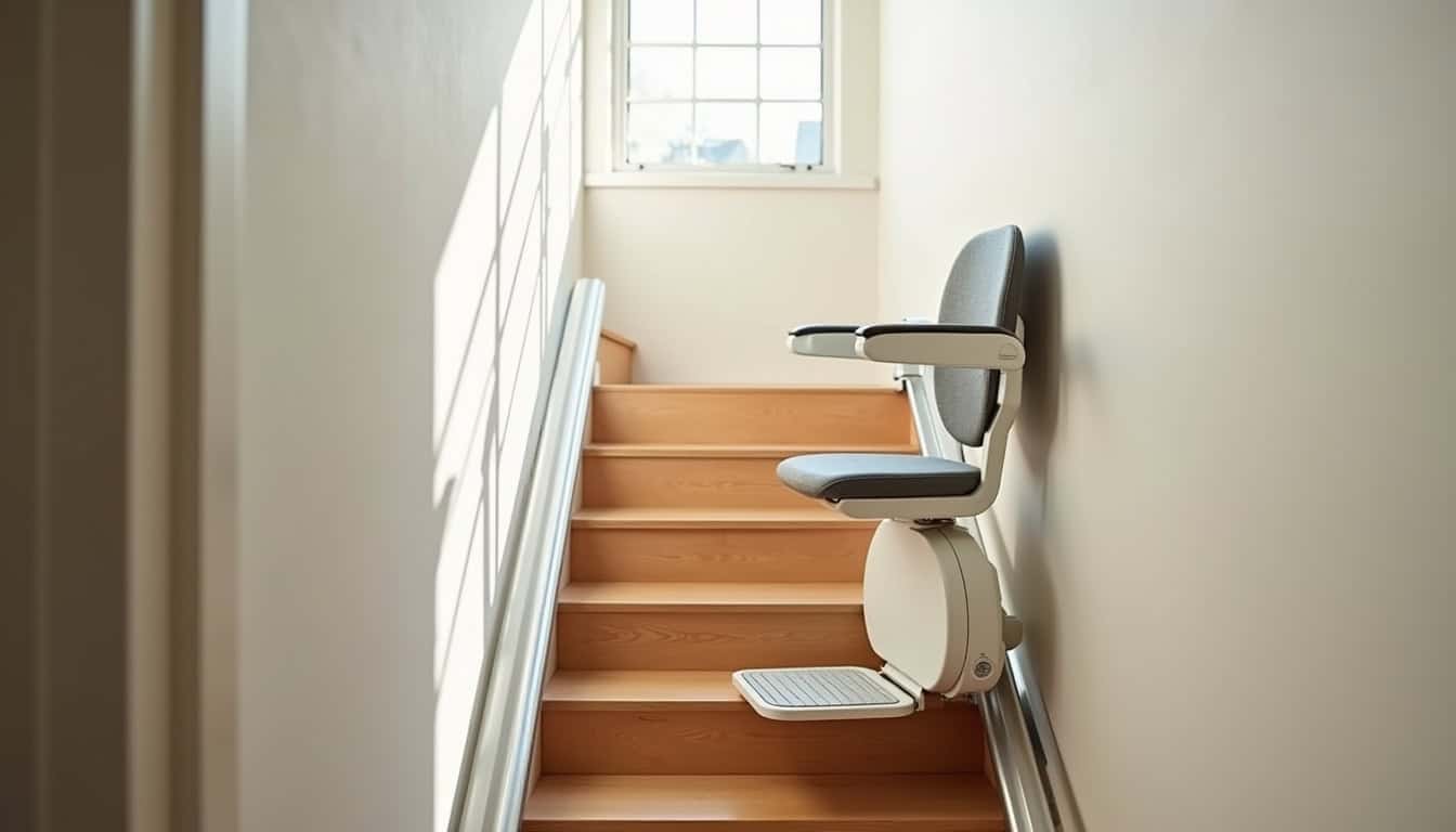 Monte-escalier installé dans un escalier intérieur droit à Saint Geniez d