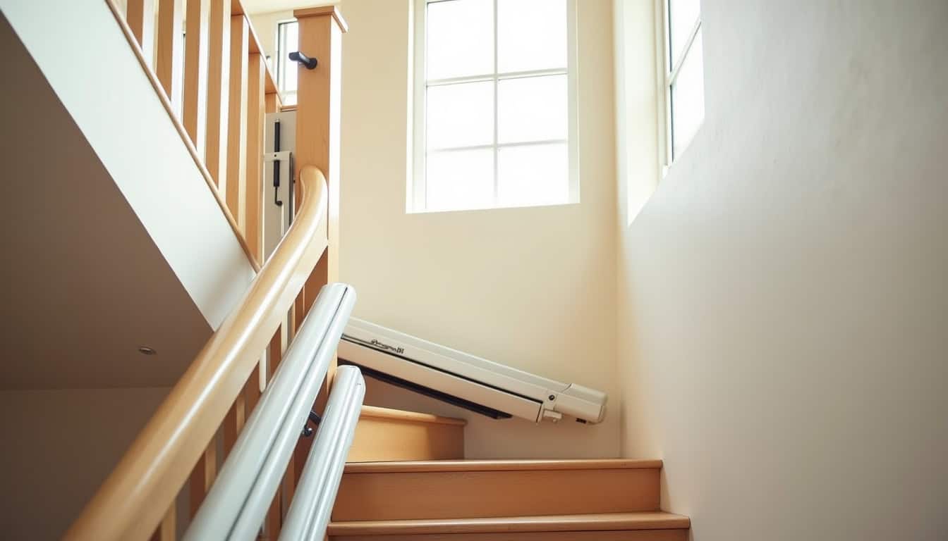 Monte-escalier installé dans un escalier intérieur typique d
