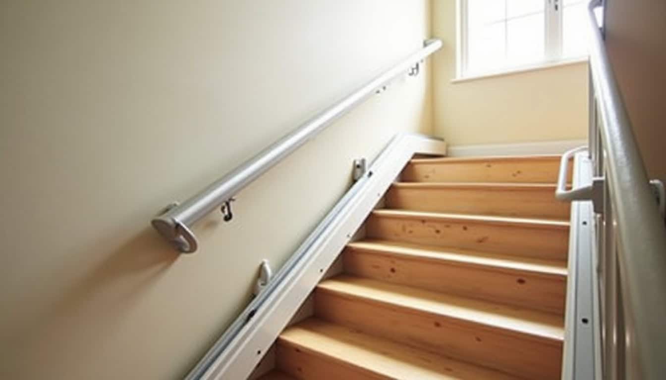 Monte-escalier installé dans un intérieur à Civens, sur un escalier droit