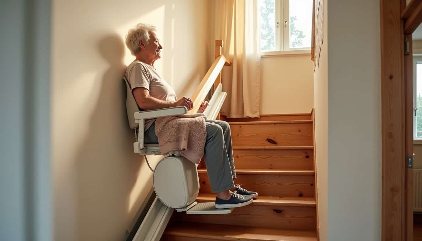 Monte-escalier installé dans une maison à Commentry, vue intérieure de l
