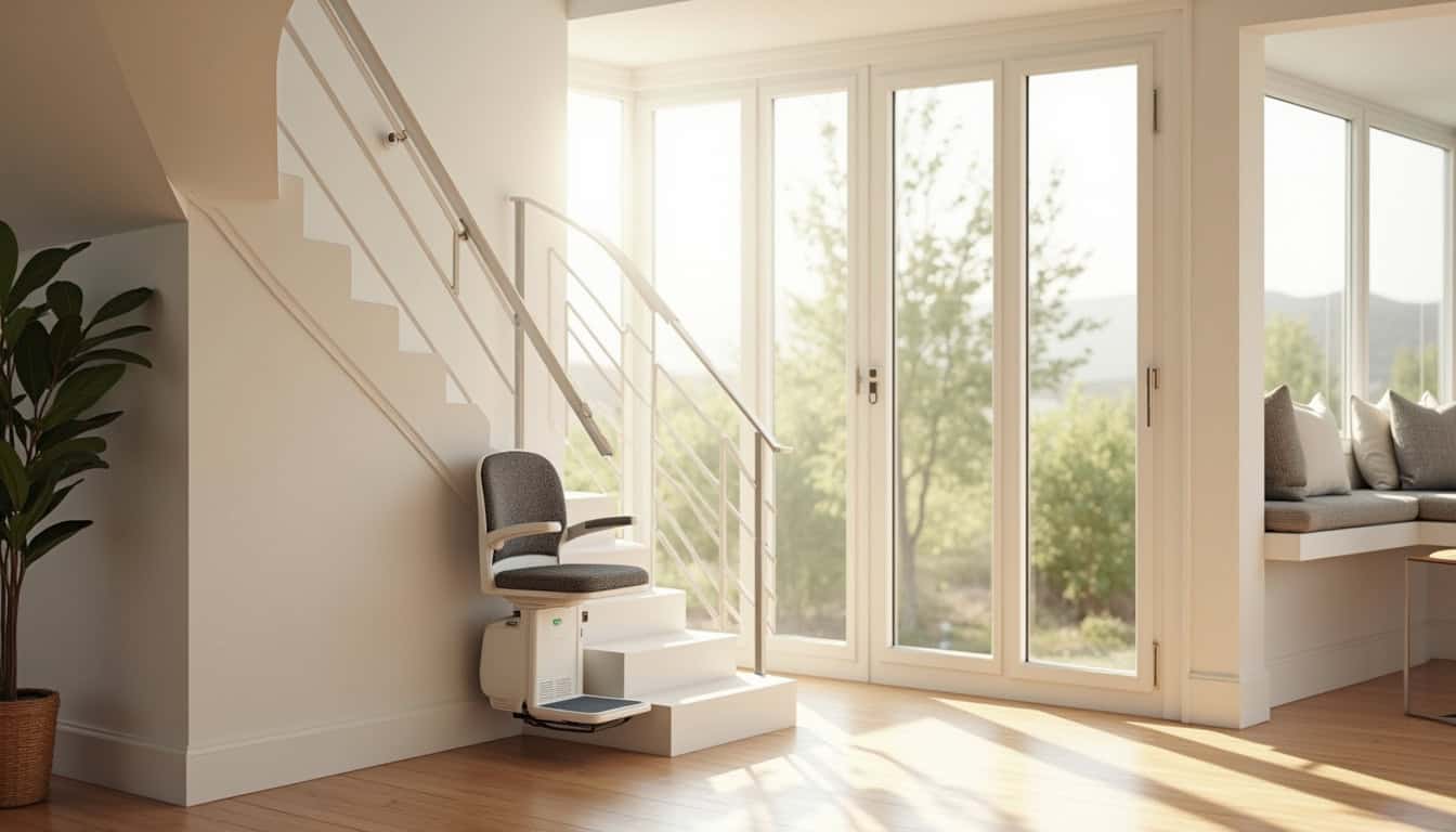 Monte-escalier installé dans une maison à Genas, vue d