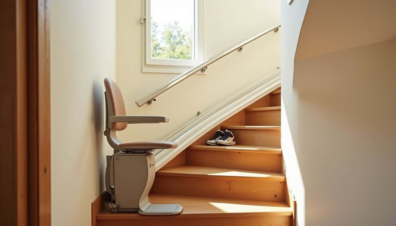 Monte-escalier installé dans une maison à Moussan, vue d