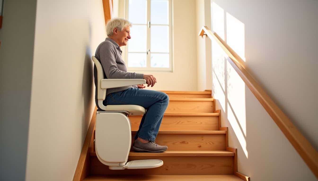 Monte-escalier installé dans une maison à Neuville-sur-oise, modèle droit en cours d