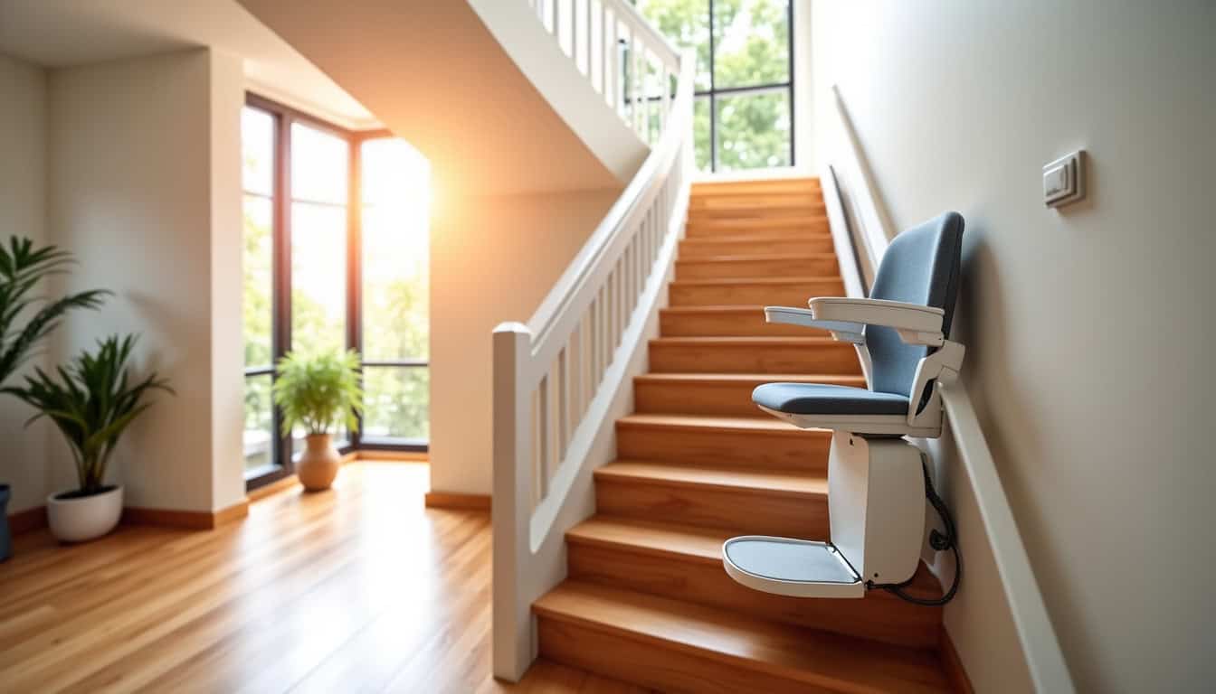 Monte-escalier installé dans une maison à Roquevaire, vue depuis l