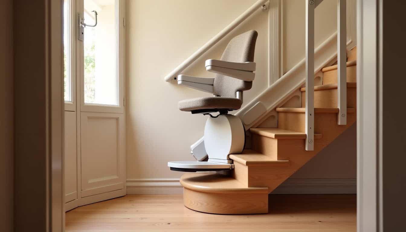 Monte-escalier installé dans une maison à Saint-Martin-le-Beau, Indre-et-Loire