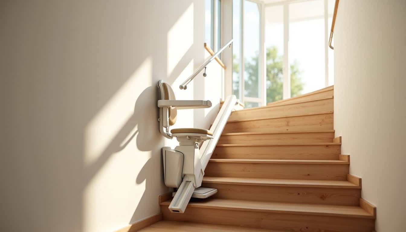 Monte-escalier installé dans une maison à Villecresnes, vue d