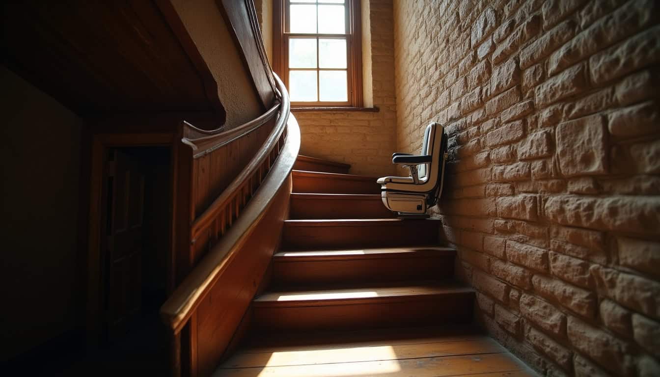 Monte-escalier installé dans une maison ancienne à Moulon