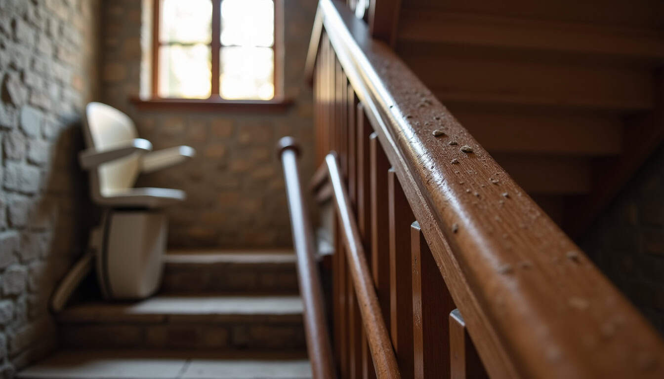 Monte-escalier installé dans une maison ancienne à Sérifontaine, intégré discrètement à l