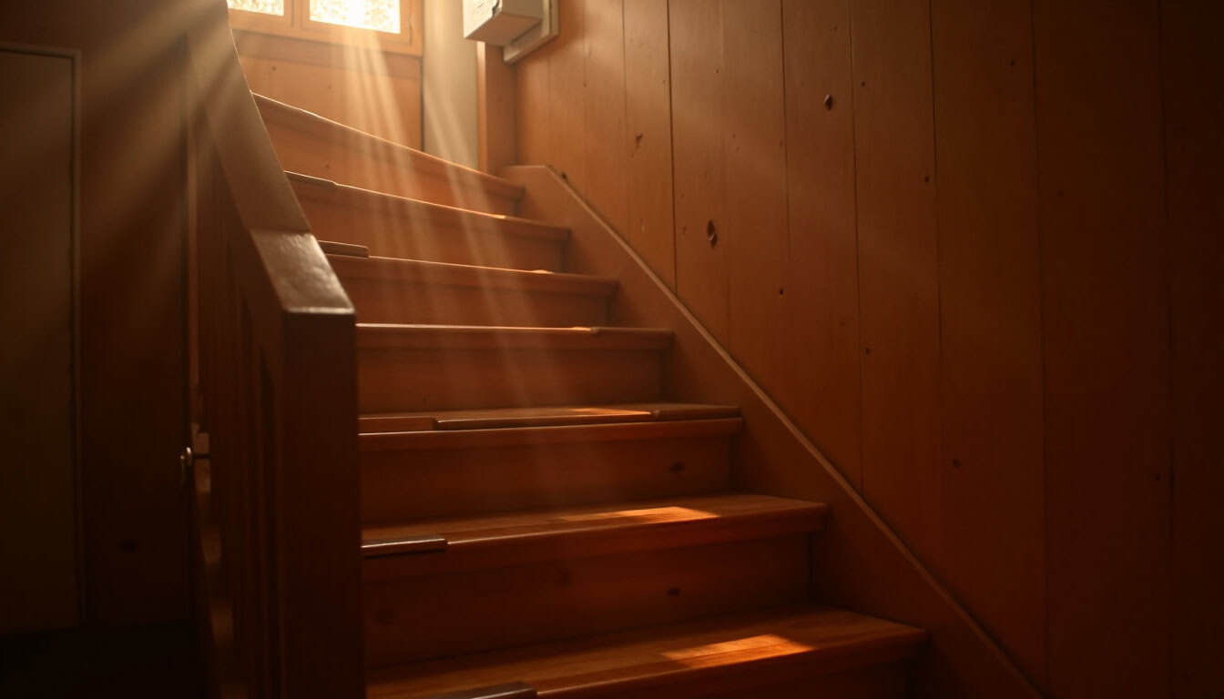 Monte-escalier installé dans une maison ancienne avec escalier en bois
