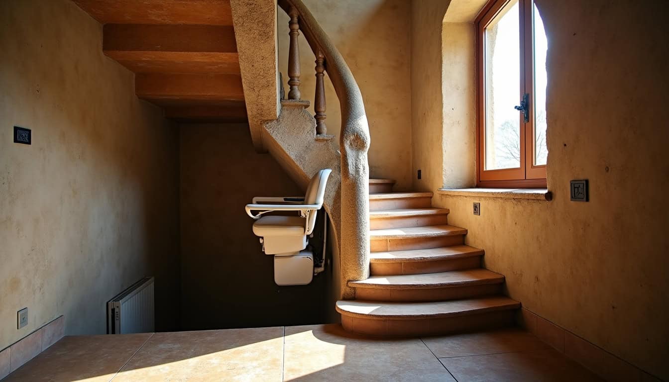 Monte-escalier installé dans une maison traditionnelle à Meursault