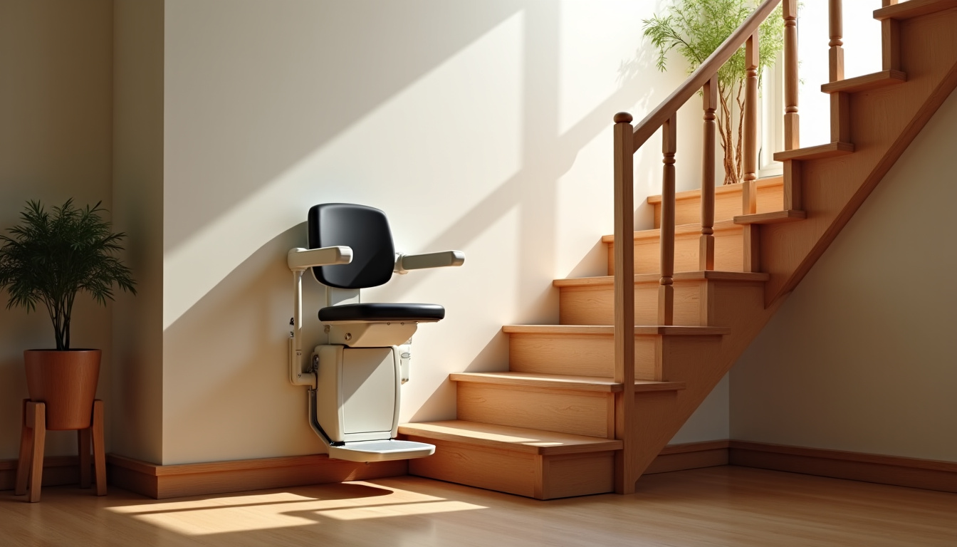 Monte-escalier installé dans une maison traditionnelle à Pagny-sur-Meuse, vue intérieure d