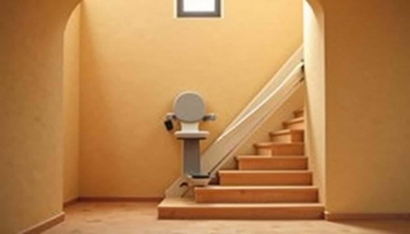 Monte-escalier installé dans une maison traditionnelle à Saint-Paulet-de-Caisson
