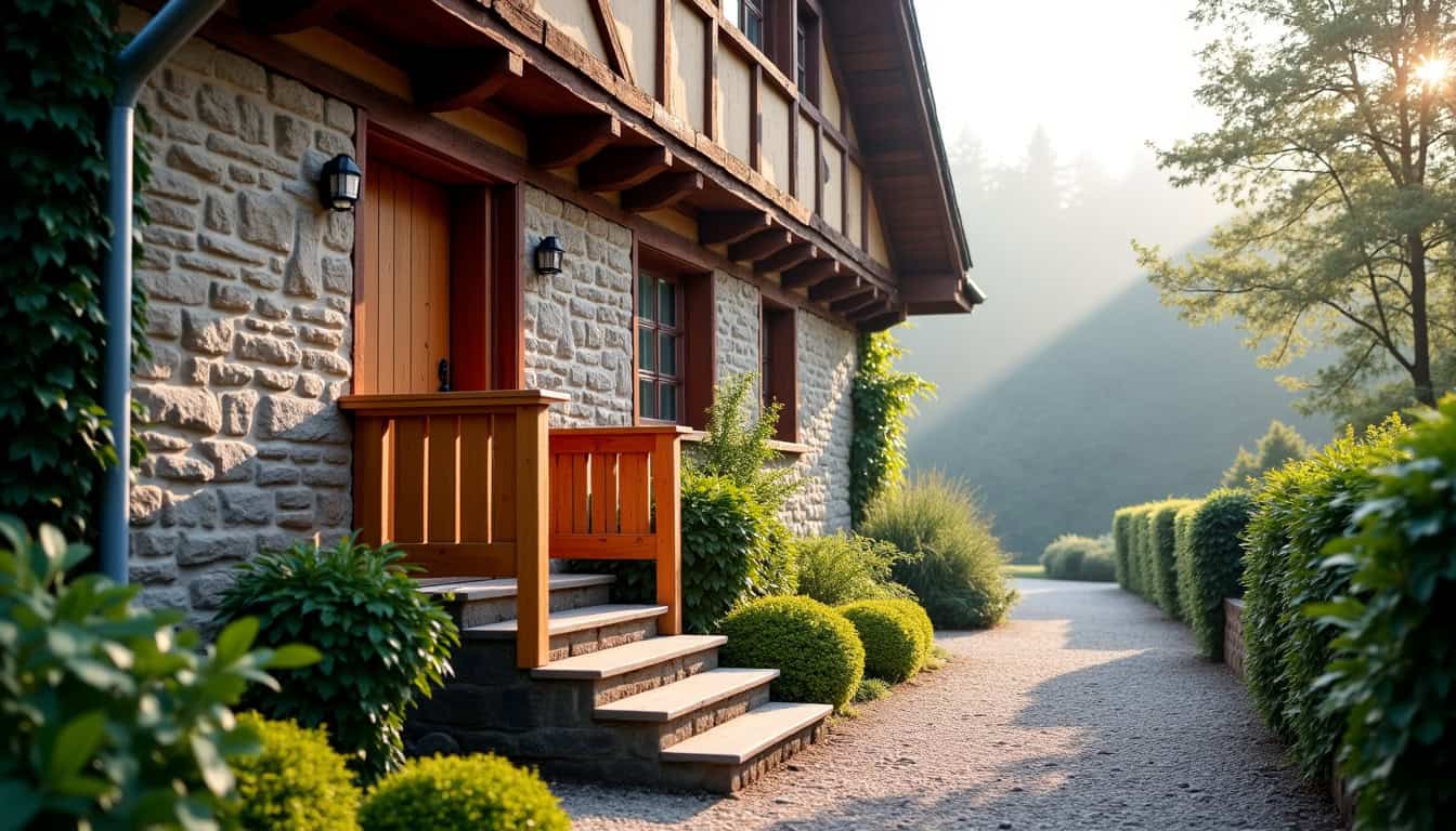 Monte-escalier installé dans une maison traditionnelle à Saverne avec façade à colombages