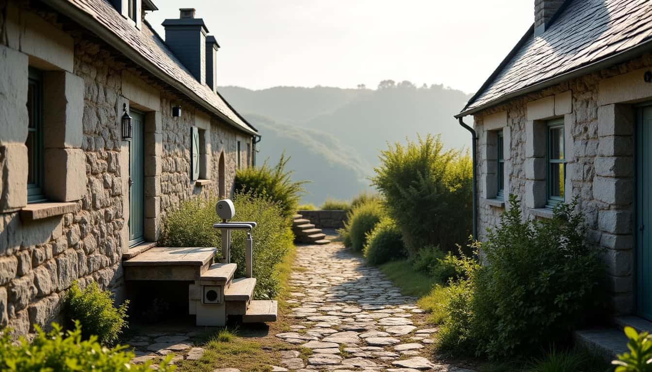 Monte-escalier installé dans une maison traditionnelle bretonne à Plouëc-du-Trieux