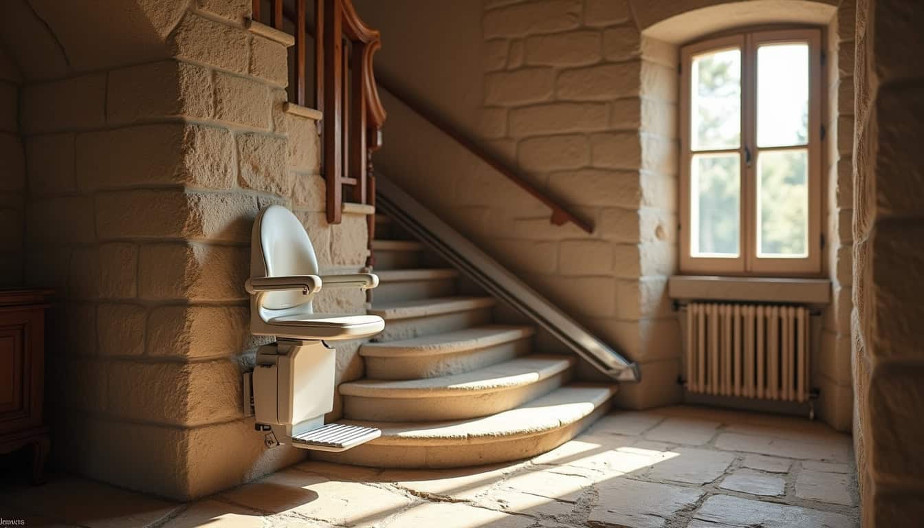 Monte-escalier installé dans une maison traditionnelle d
