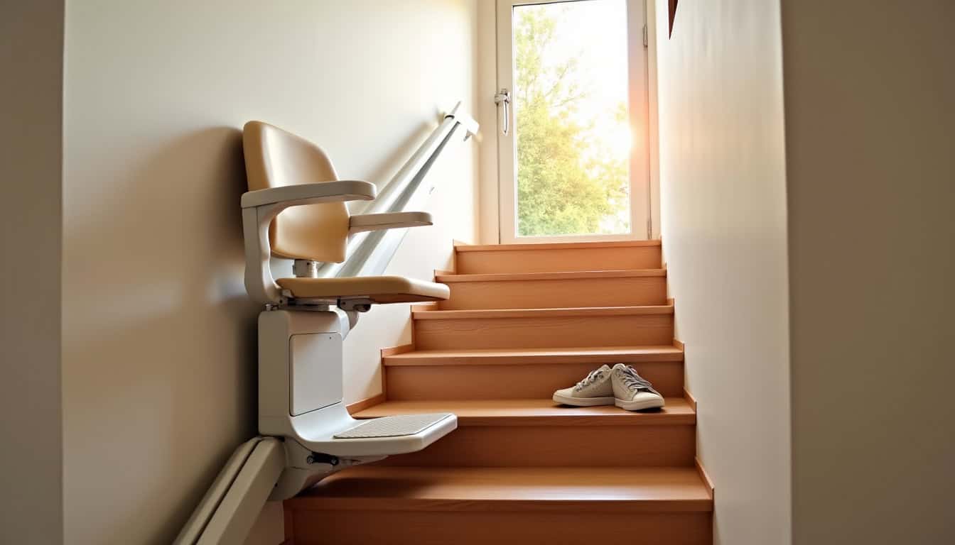 Monte-escalier installé dans une maison troyenne à escalier droit