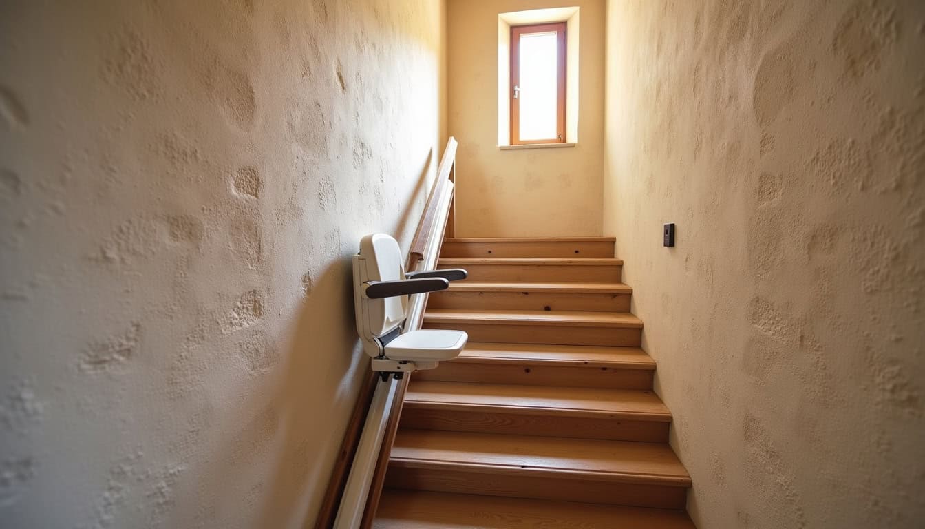 Monte-escalier installé dans une maison typique de Restinclières avec escalier intérieur droit