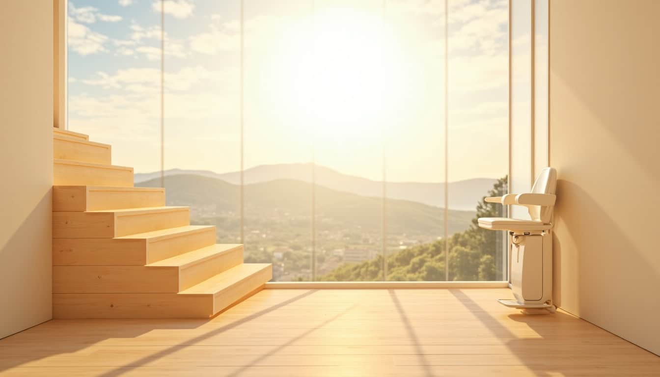 Monte-escalier installé dans une villa avec vue sur les collines de Vence