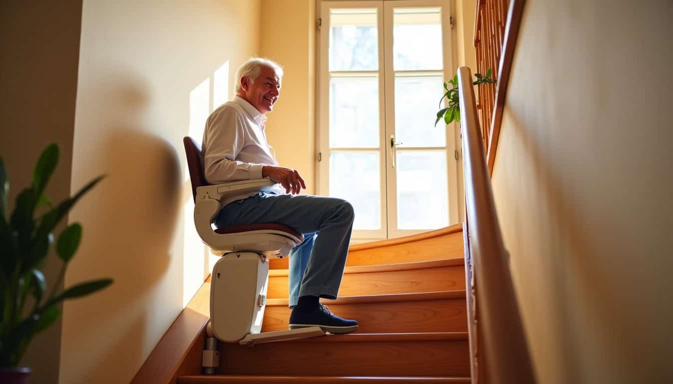 Monte-escalier installé et en fonctionnement dans une maison à Grasse