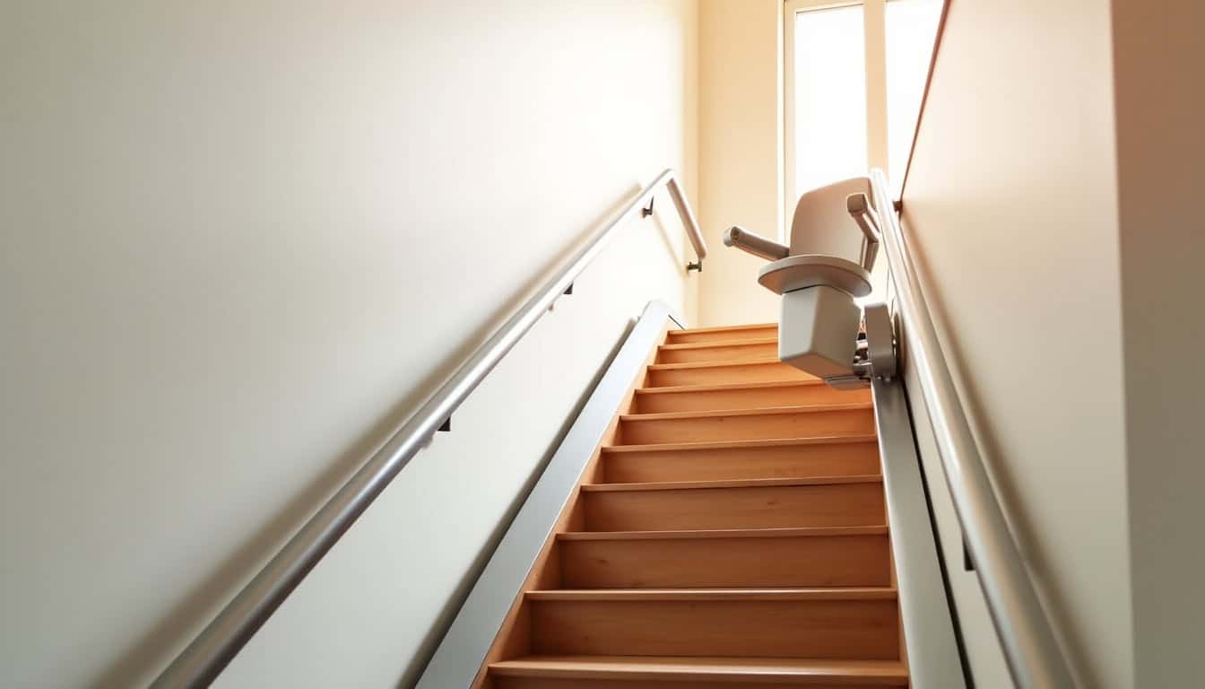 Monte-escalier installé sur un escalier droit dans une habitation