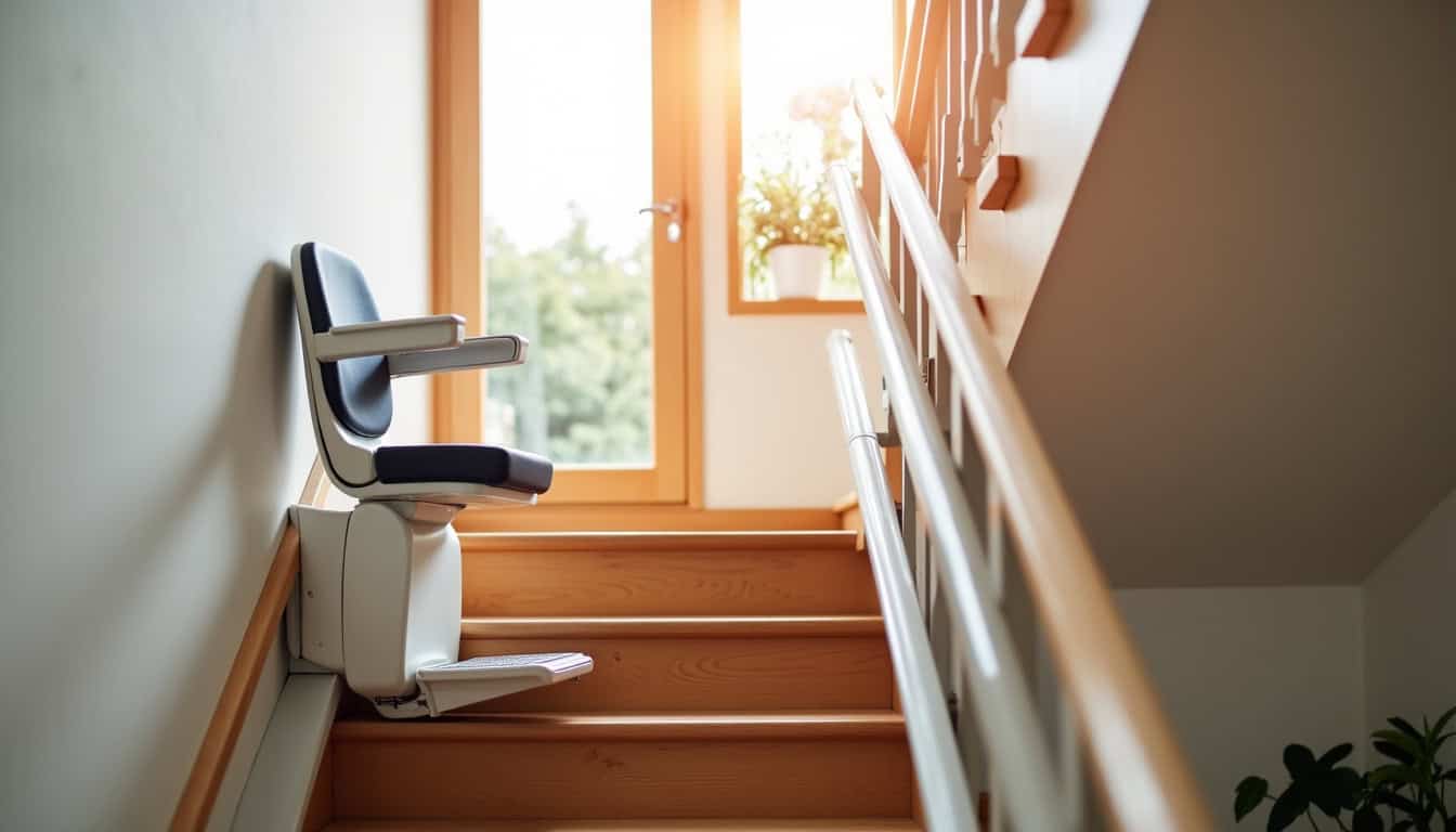 Monte-escalier installé sur un escalier droit dans une maison à Auxerre
