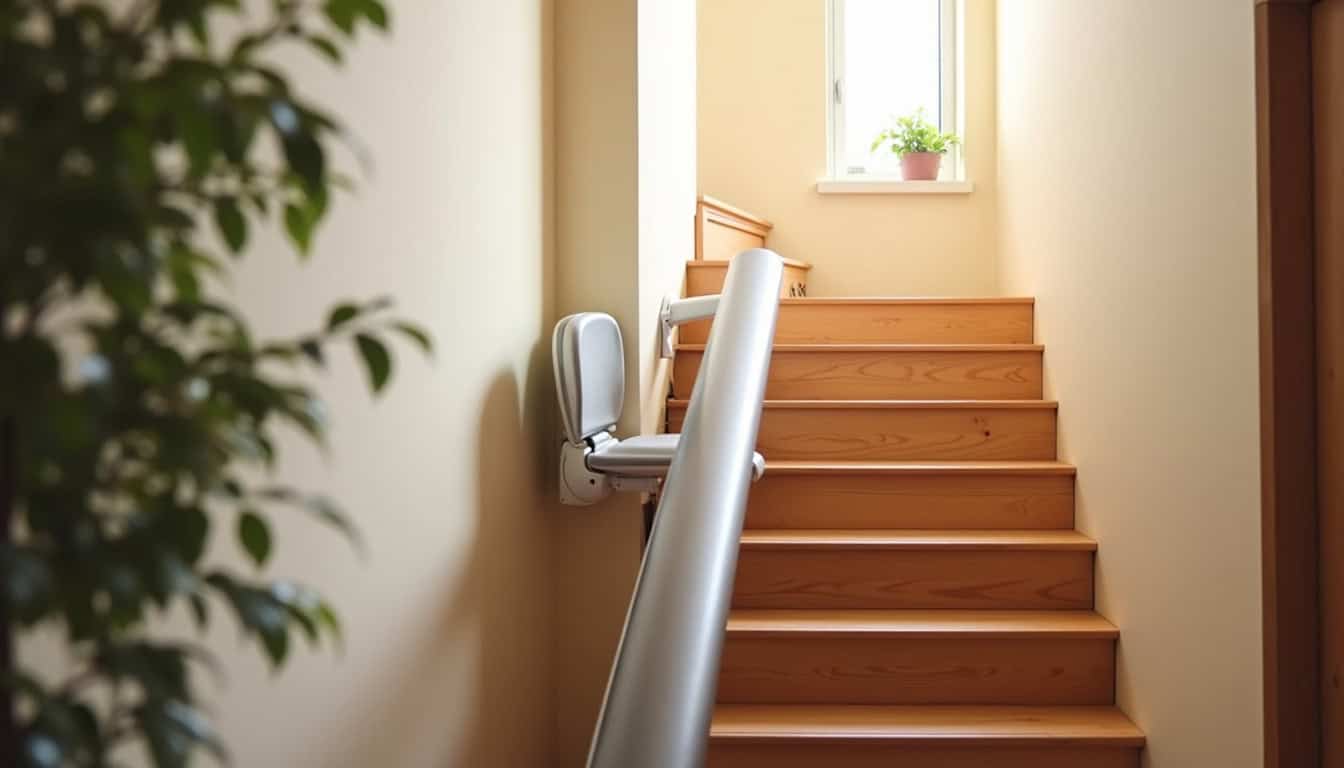 Monte-escalier installé sur un escalier intérieur à La Séauve-sur-Semène, rue plane