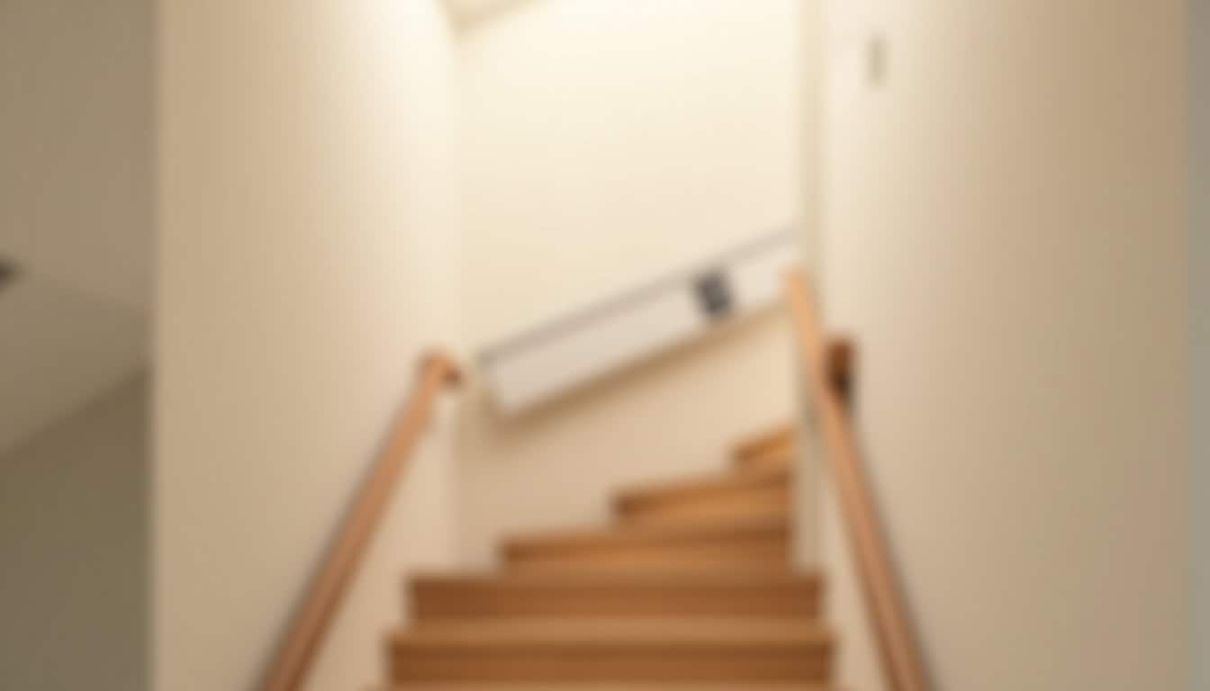 Monte-escalier intégré dans un escalier intérieur, montrant l