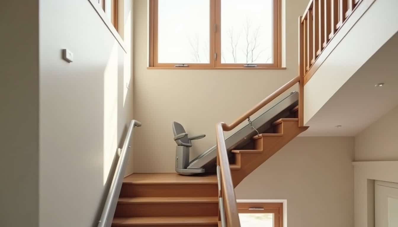 Monte-escalier intégré discrètement dans un intérieur moderne à Le Relecq-Kerhuon