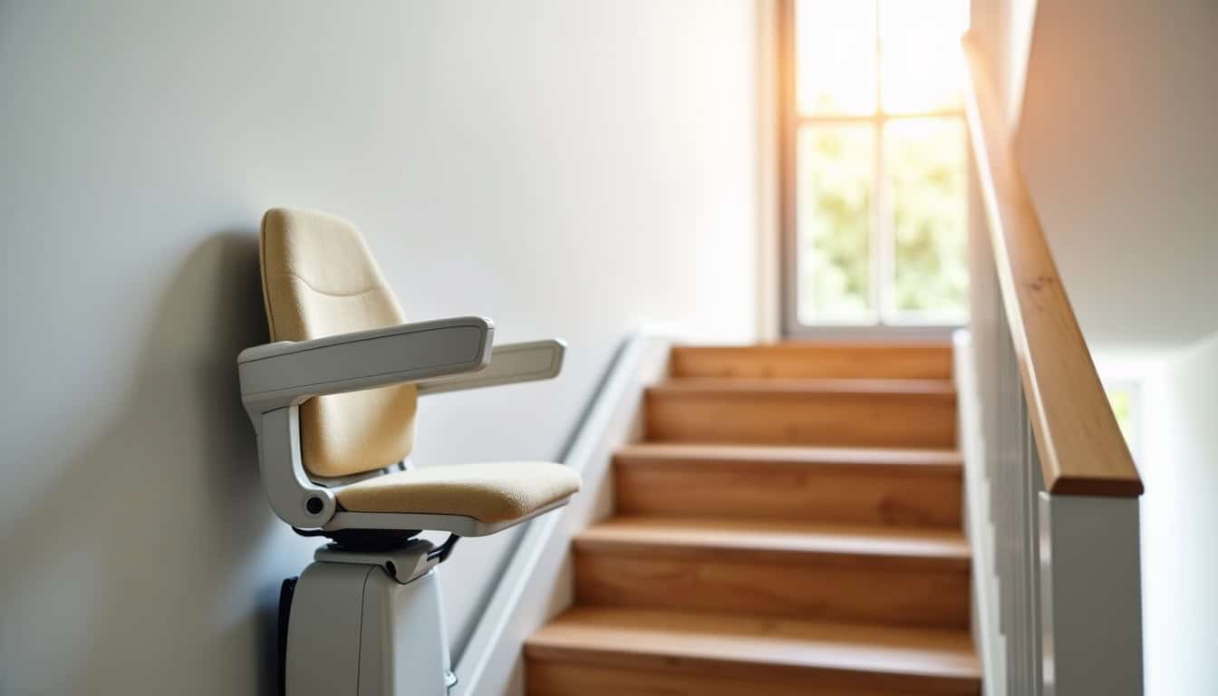 Monte-escalier intérieur installé dans un hall d