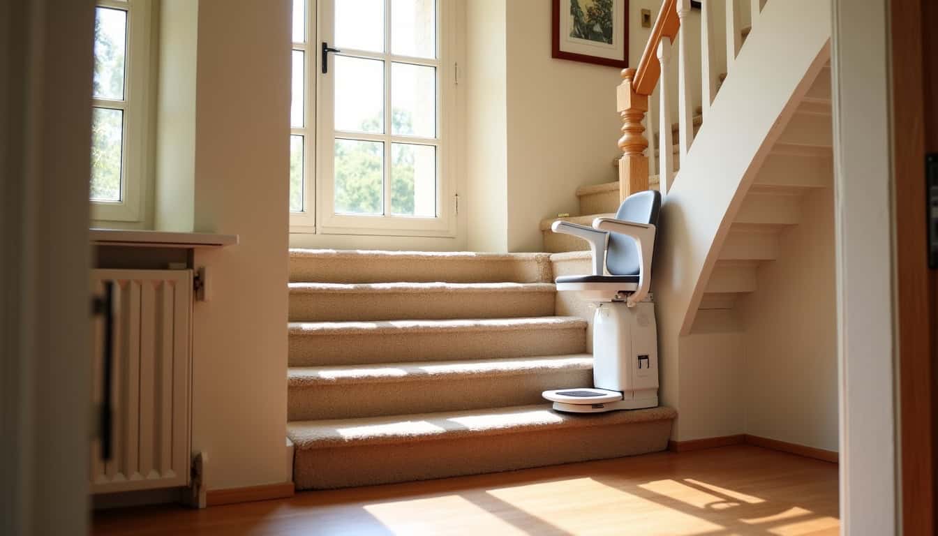 Monte-escalier intérieur installé dans une maison à La Guerche-sur-l