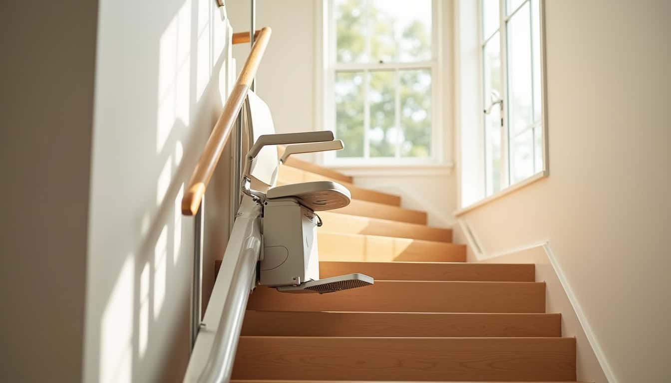 Monte-escalier intérieur installé dans une maison à Villeneuve-sur-Bellot