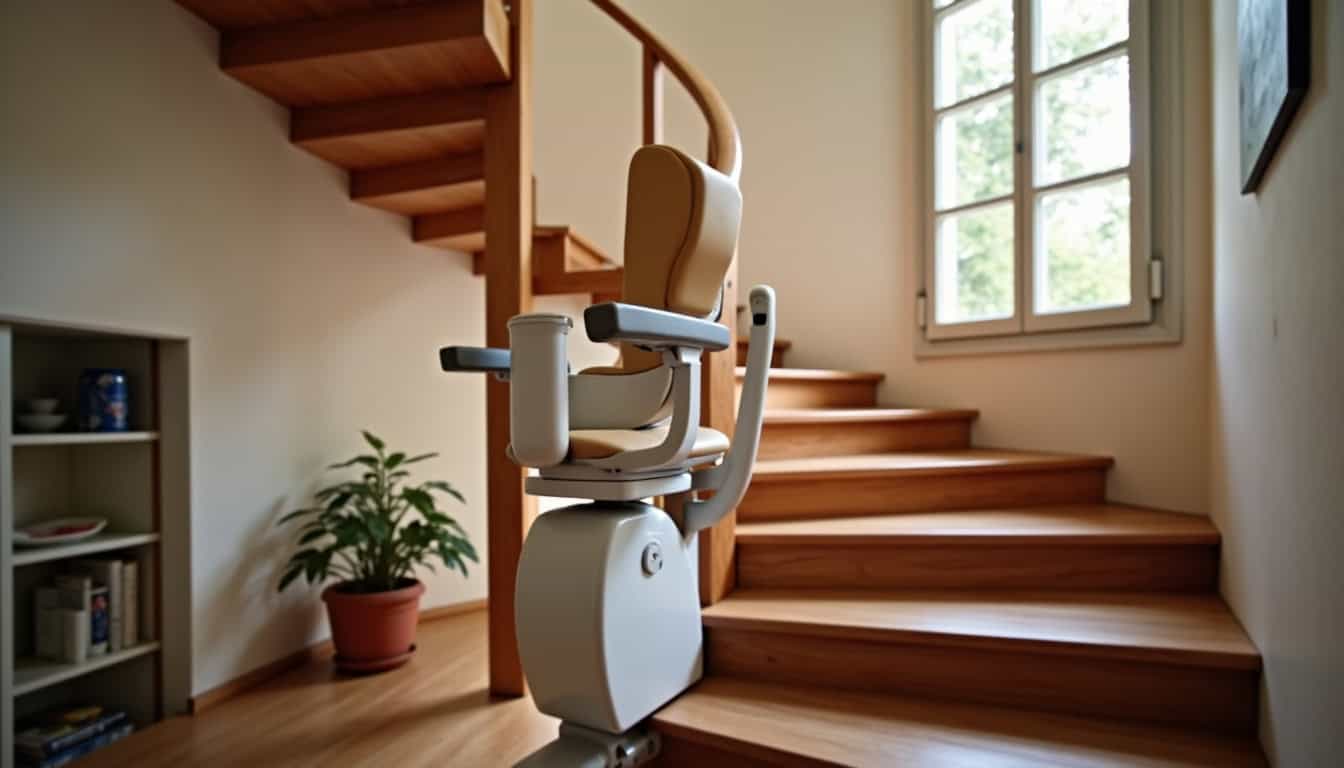 Monte-escalier intérieur installé dans une maison traditionnelle à Lezoux