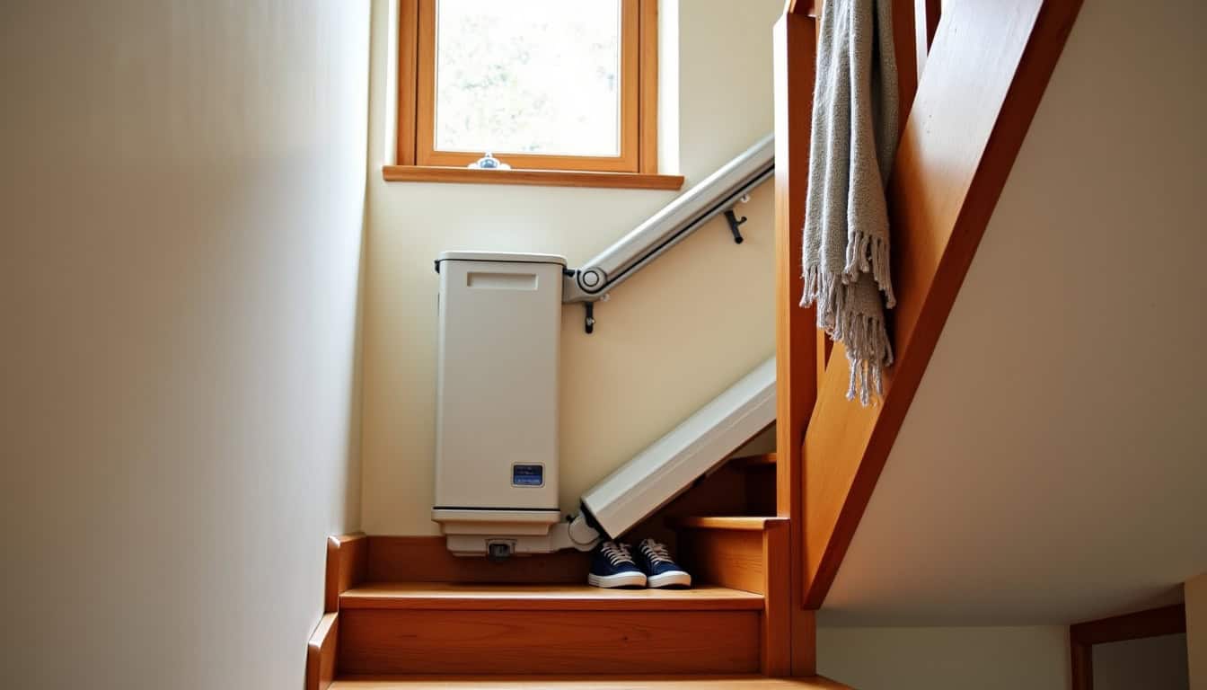 Monte-escalier intérieur installé dans une maison typique de Raimbeaucourt