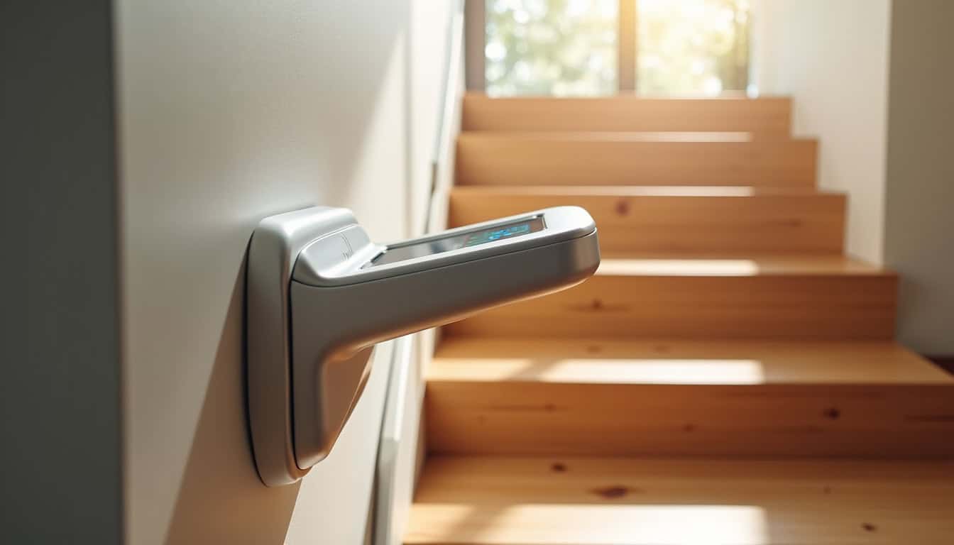 Monte-escalier moderne avec commandes connectées dans une maison contemporaine à Saint-Lys