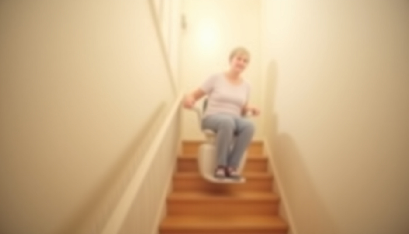 Monte-escalier nouvellement installé en fonctionnement dans une maison