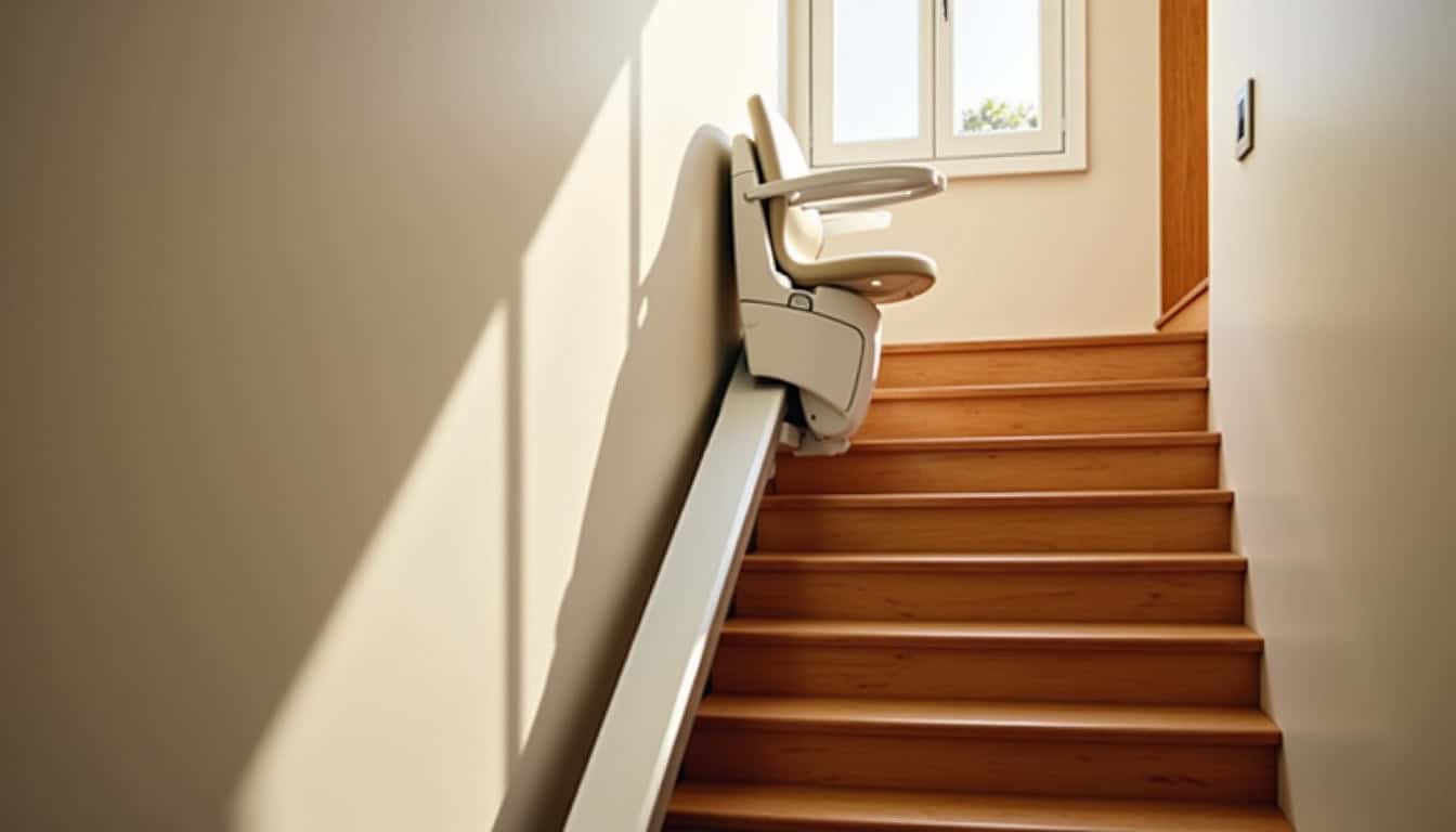 Monte-escalier nouvellement installé sur un escalier intérieur