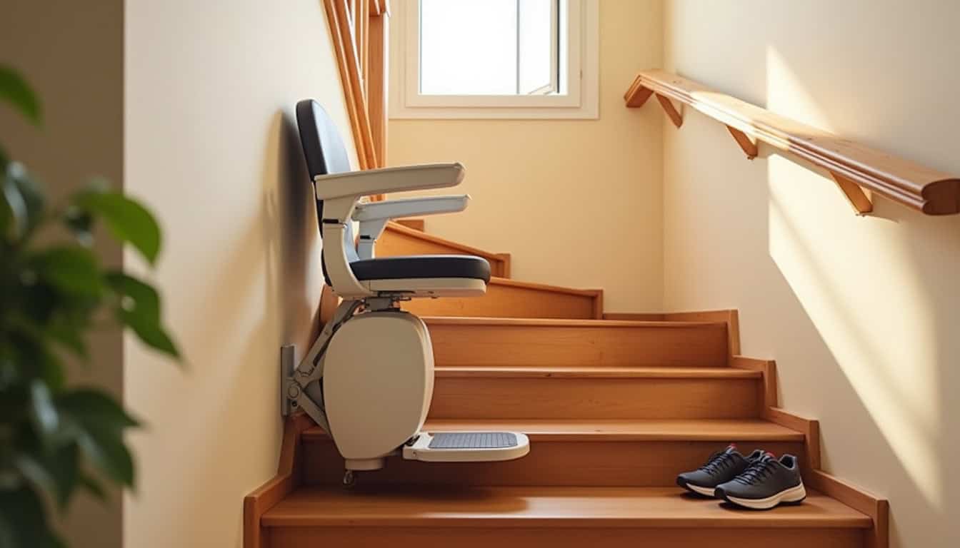 Monte-escalier installé dans un escalier intérieur de maison à Quinçay