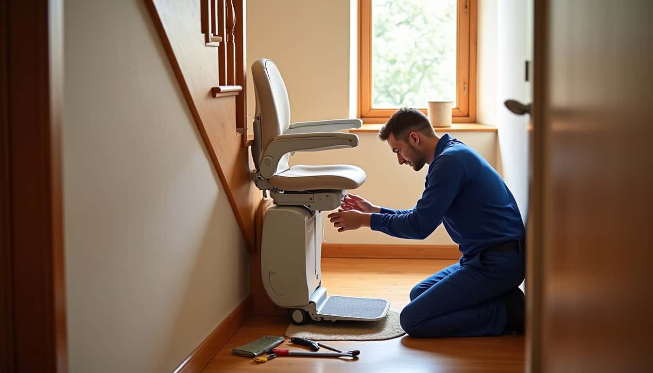 Monte-escalier reconditionné en cours d