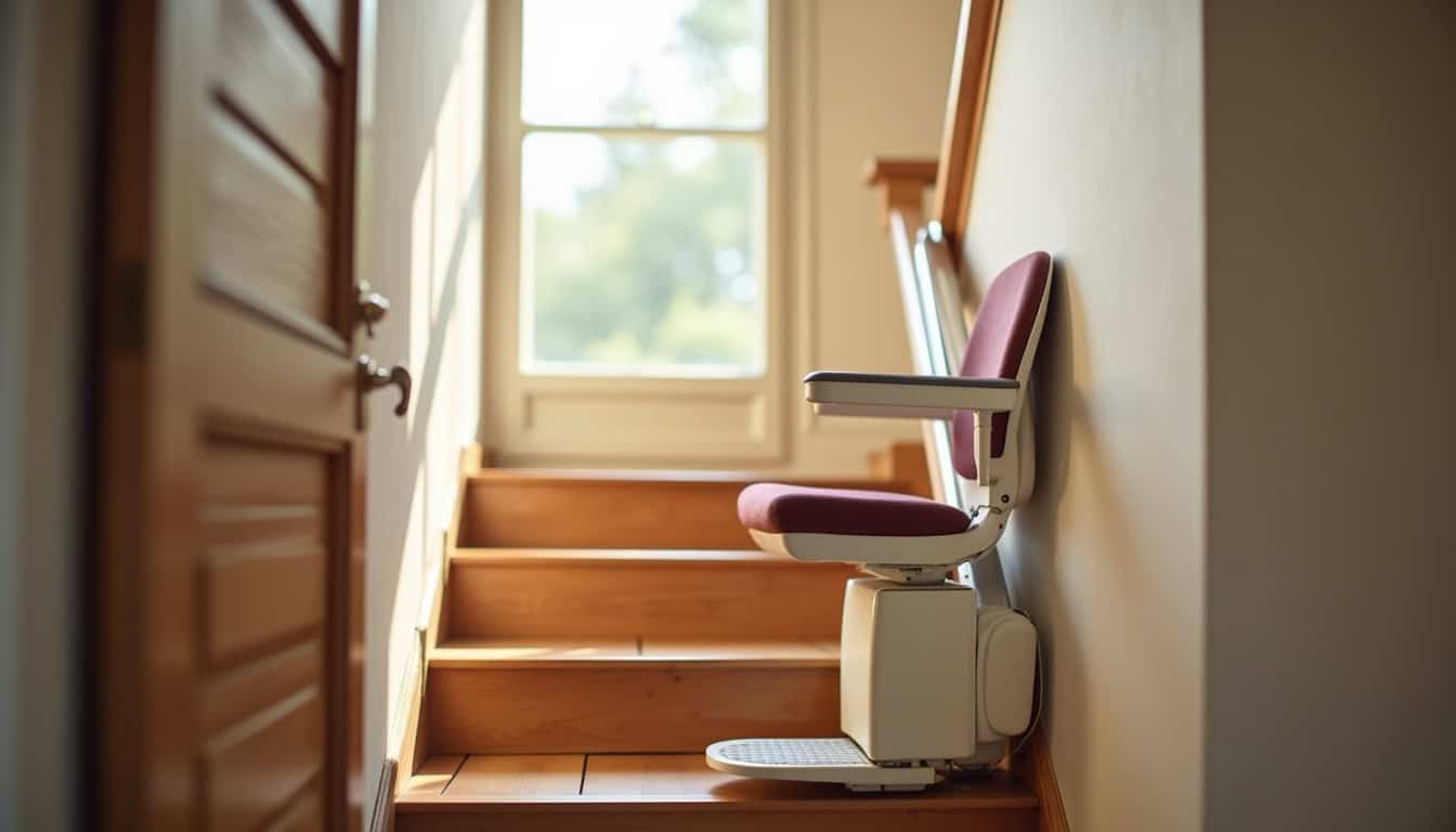 Monte-escalier droit installé dans un escalier intérieur à Serrières-de-Briord