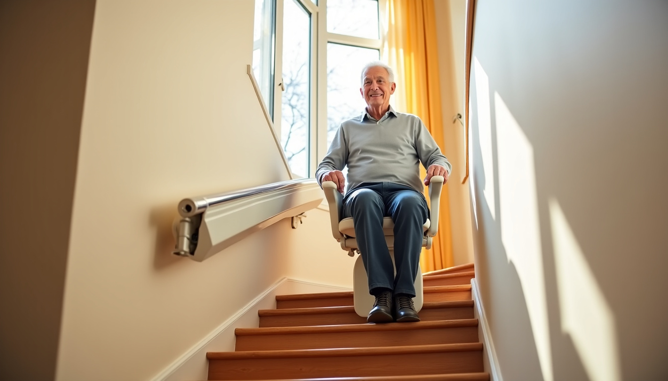 Monte-escalier terminé et utilisé par un senior à Guéret